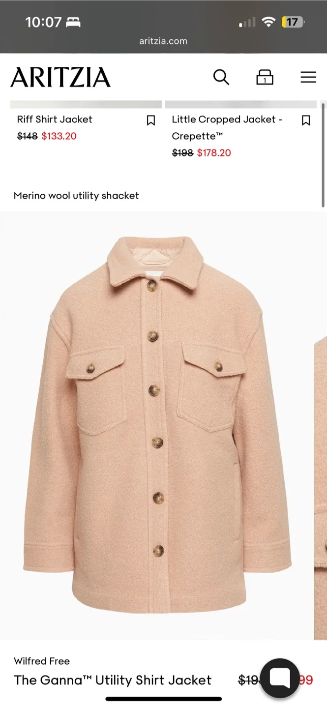 Aritzia Wilfred Free The Ganna Utility Shirt Jacket