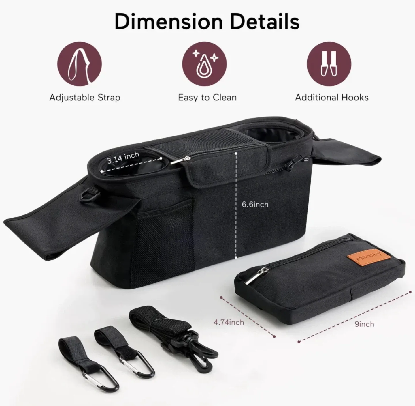 Momcozy Stroller Organizer Bag - Black