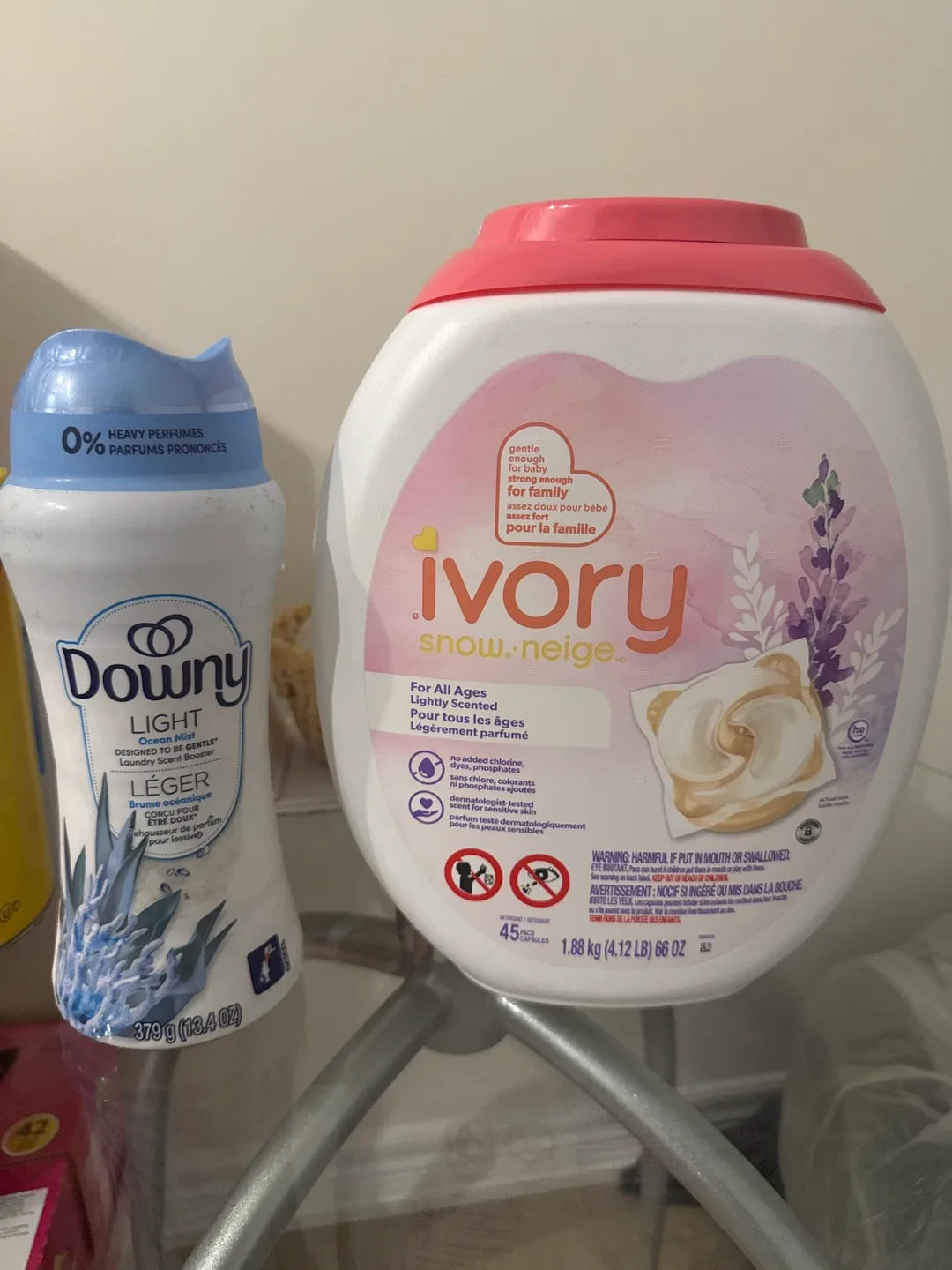 Ivory detergent pods + Downy laundry scent boost
