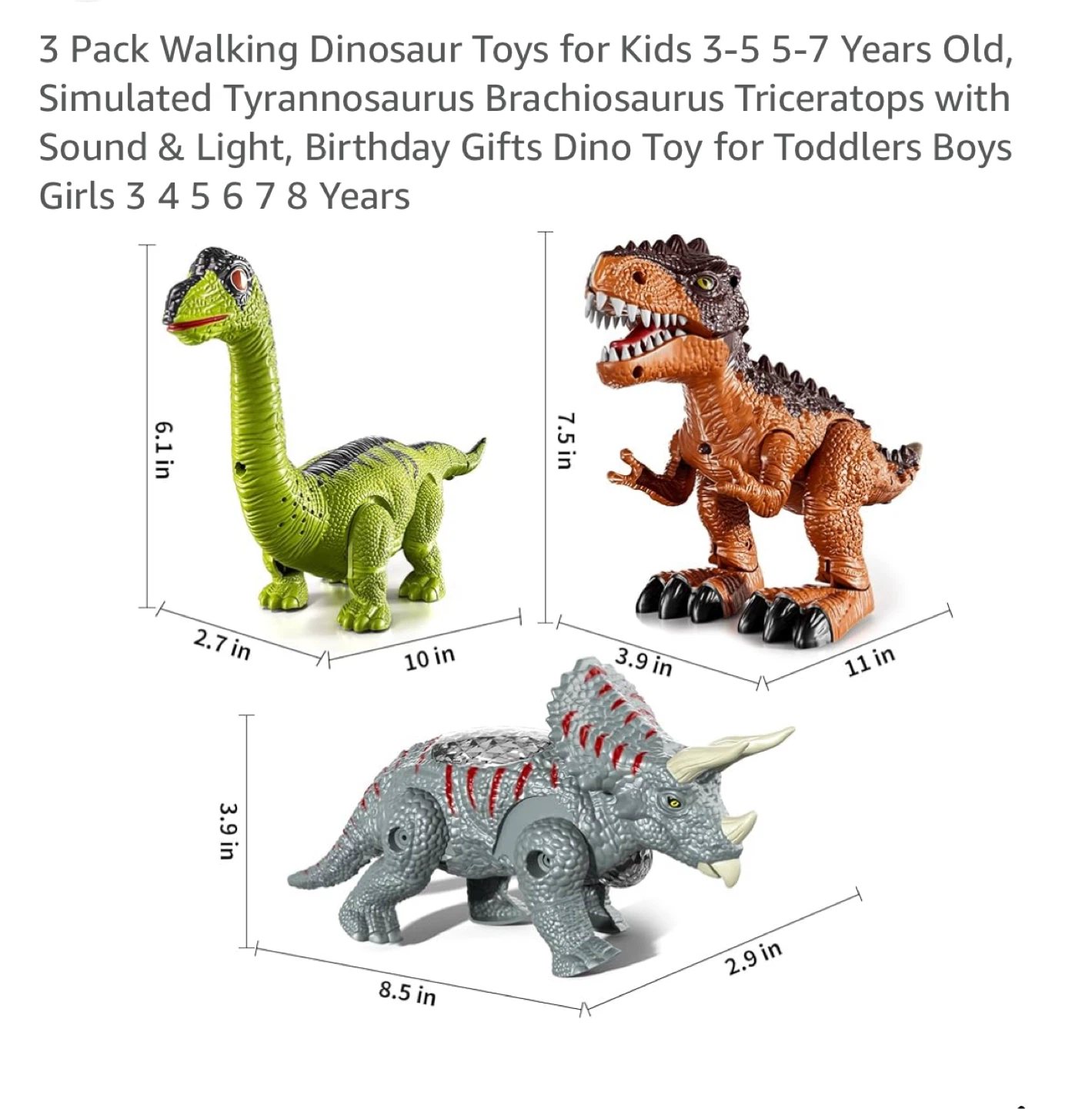 Brand new 3-Pack Walking Dinosaur Toys for Kids - photo 2