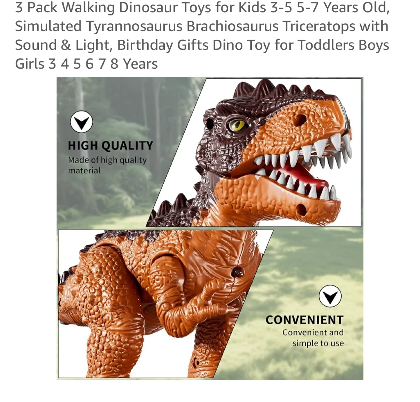 Brand new 3-Pack Walking Dinosaur Toys for Kids image indicator(4)