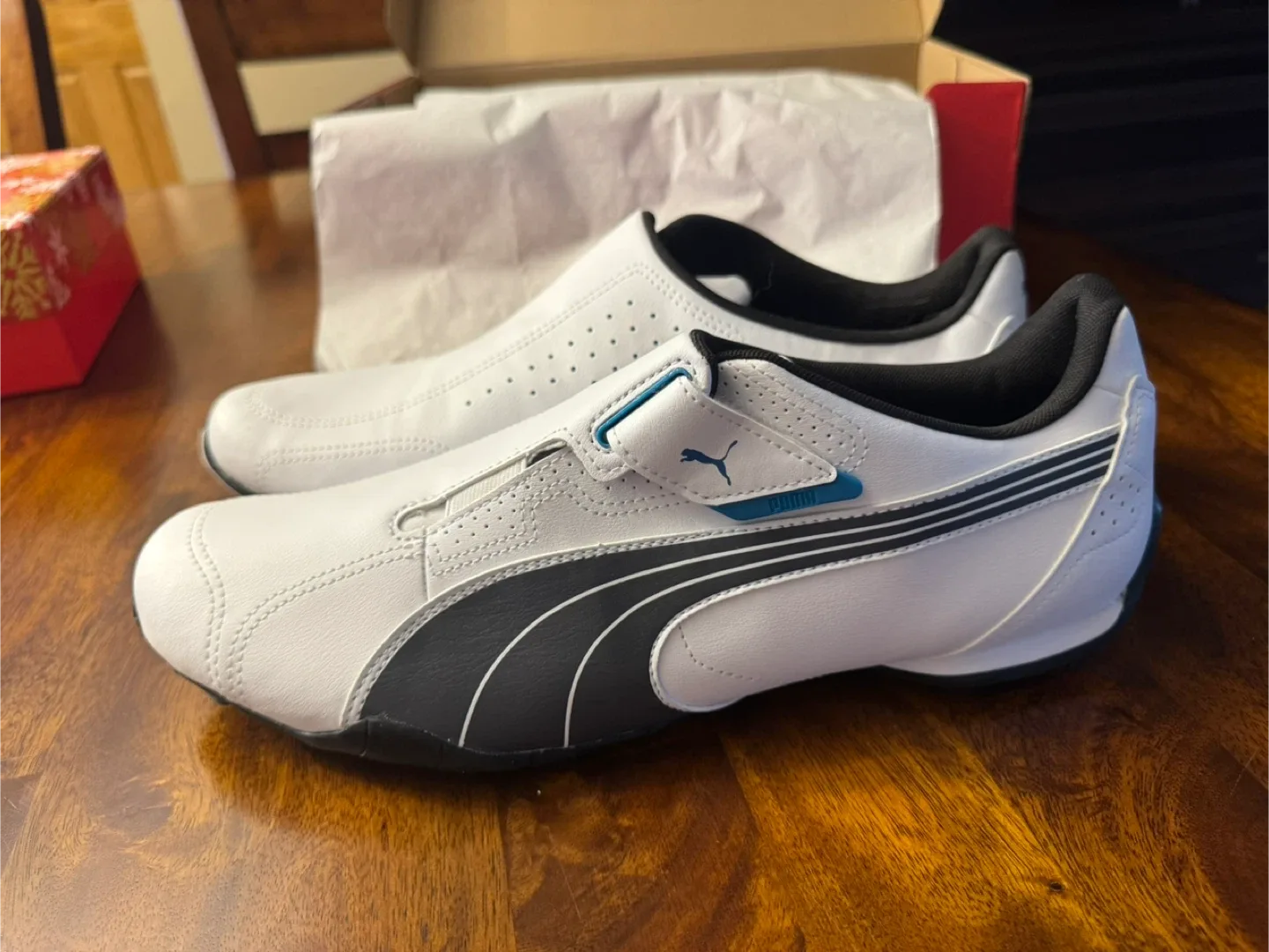 Puma White Leather Driving Shoes