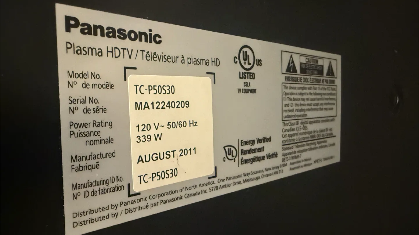 Panasonic Viera TC-P50S30 50" Plasma HDTV image indicator(5)