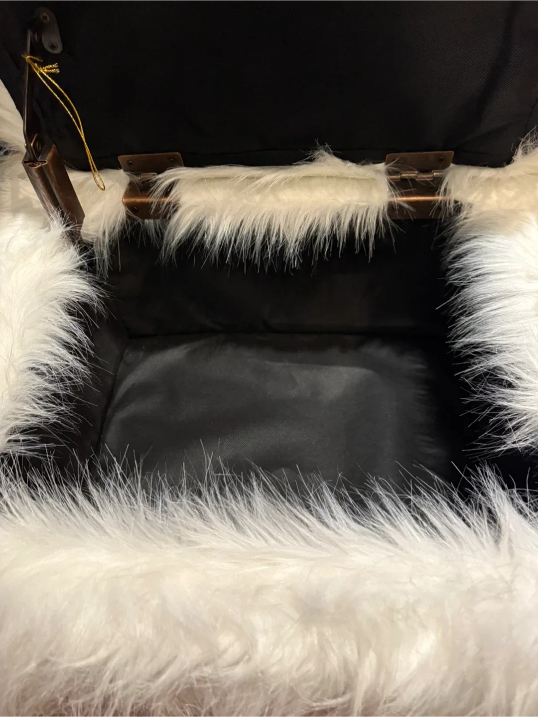 White Faux Fur Storage Ottoman