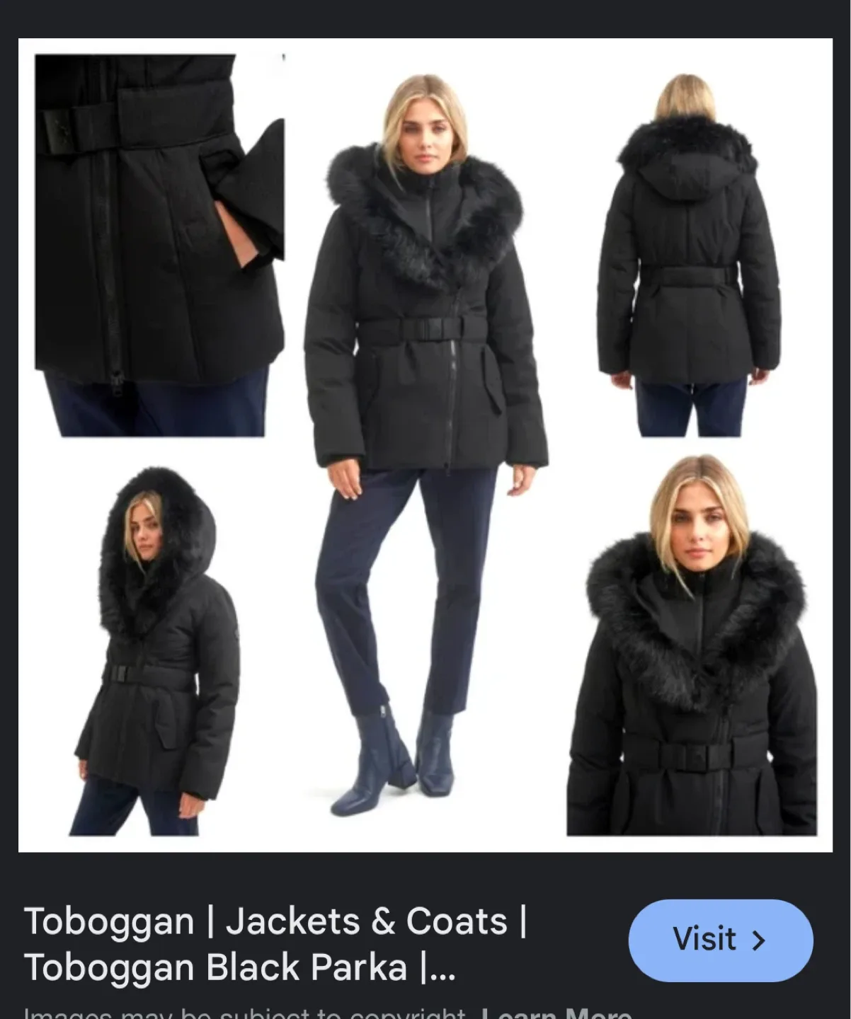 Jacket for women Toboggan Black Parka, Size L