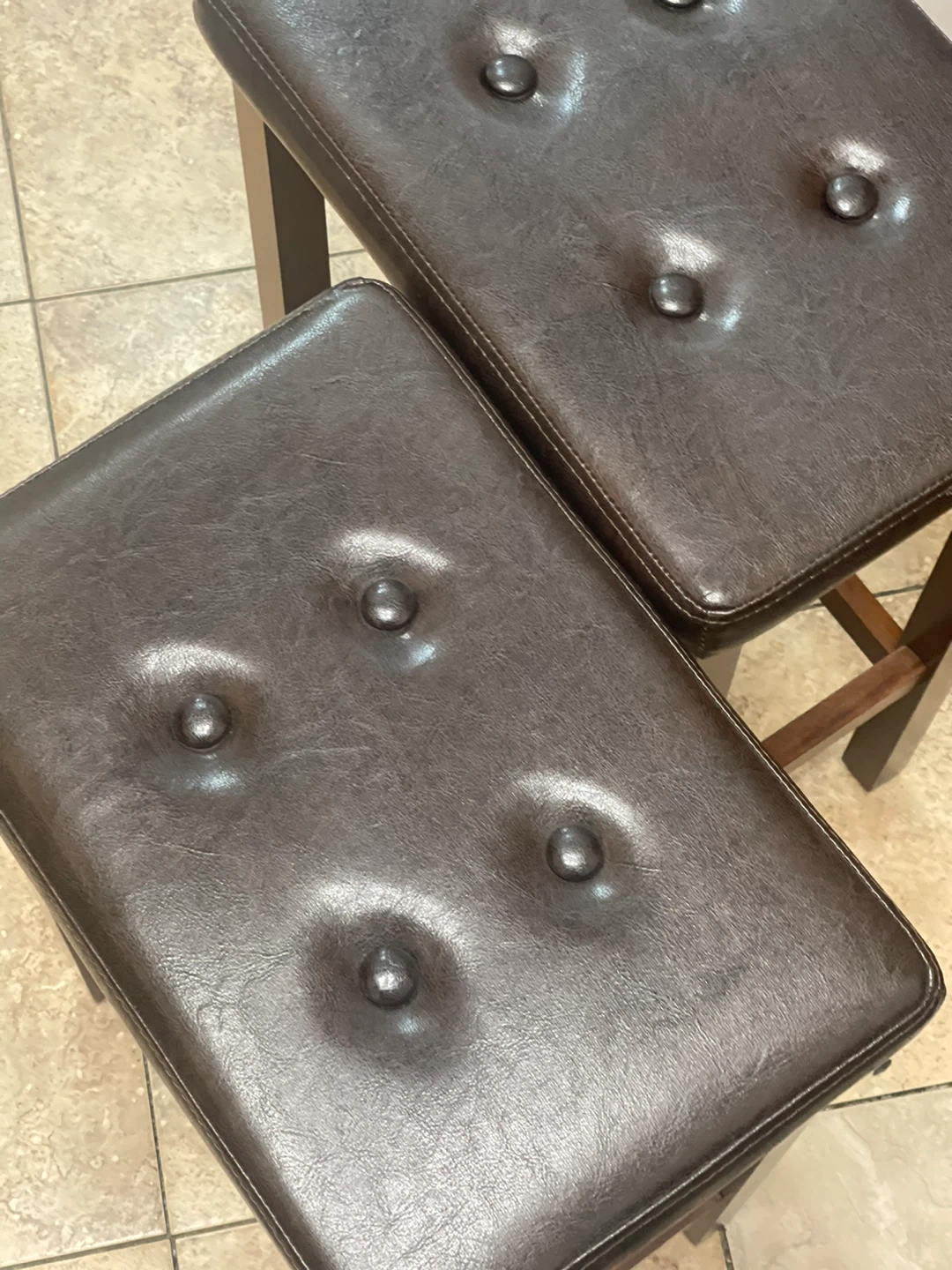Set of 2 Brown Bar Stools 24ih - photo 2