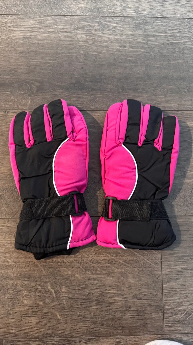 Pink & Black Winter Gloves (12-14 years)