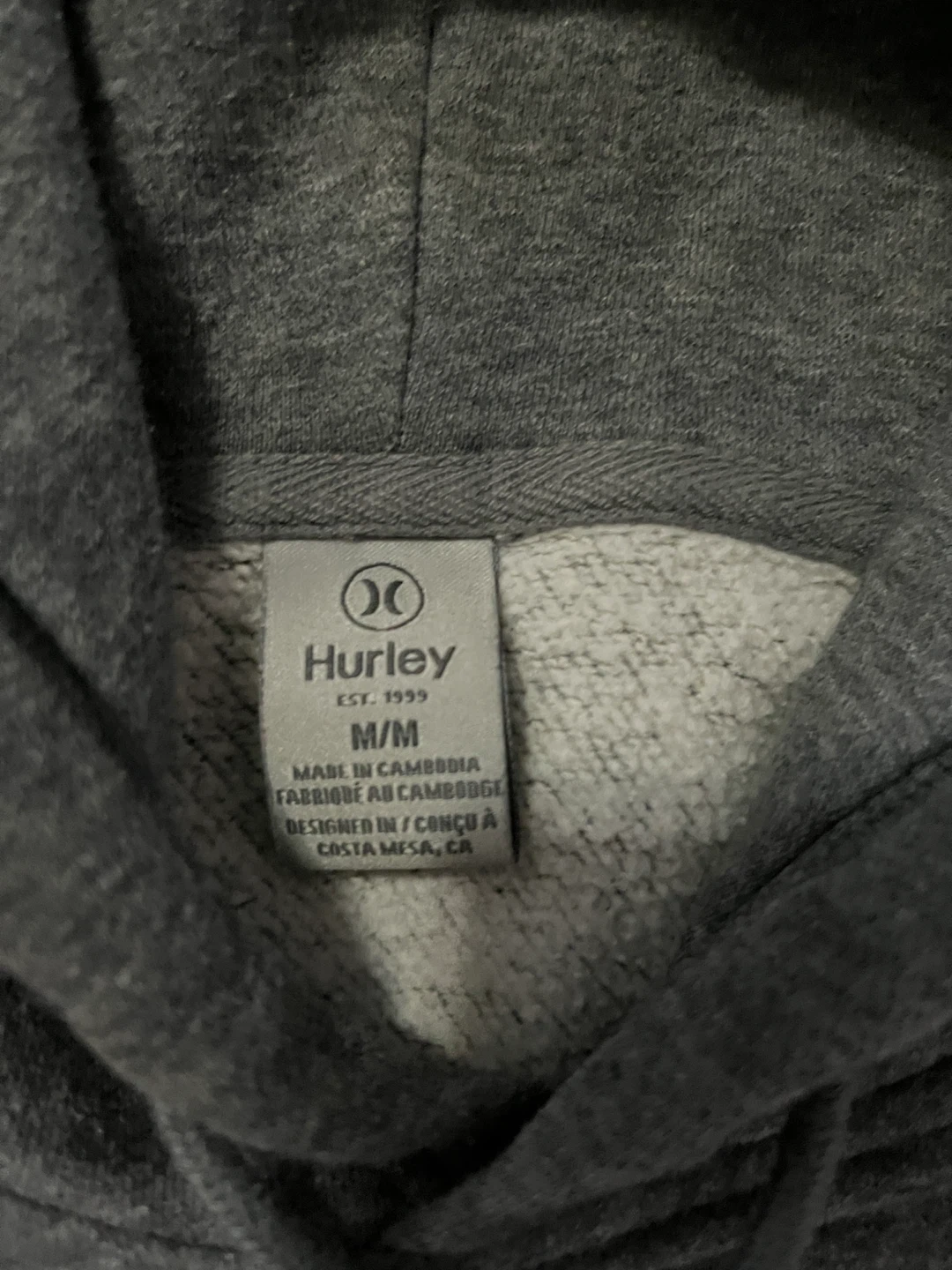 Hurley men’s medium hoodie embroidered logo grey fleece - photo 3