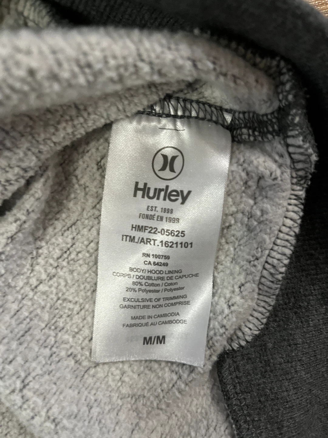 Hurley men’s medium hoodie embroidered logo grey fleece - photo 4
