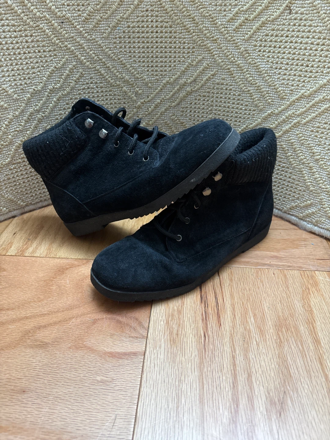 J. Sport Black Suede Ankle Boots