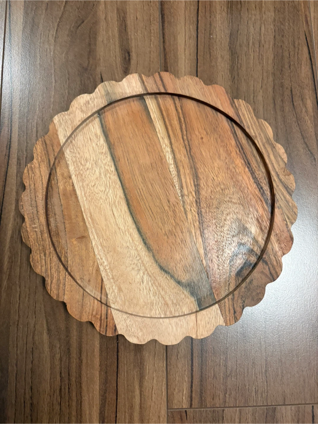 Acacia Wood Serving Plate with Glass Dome - photo 3