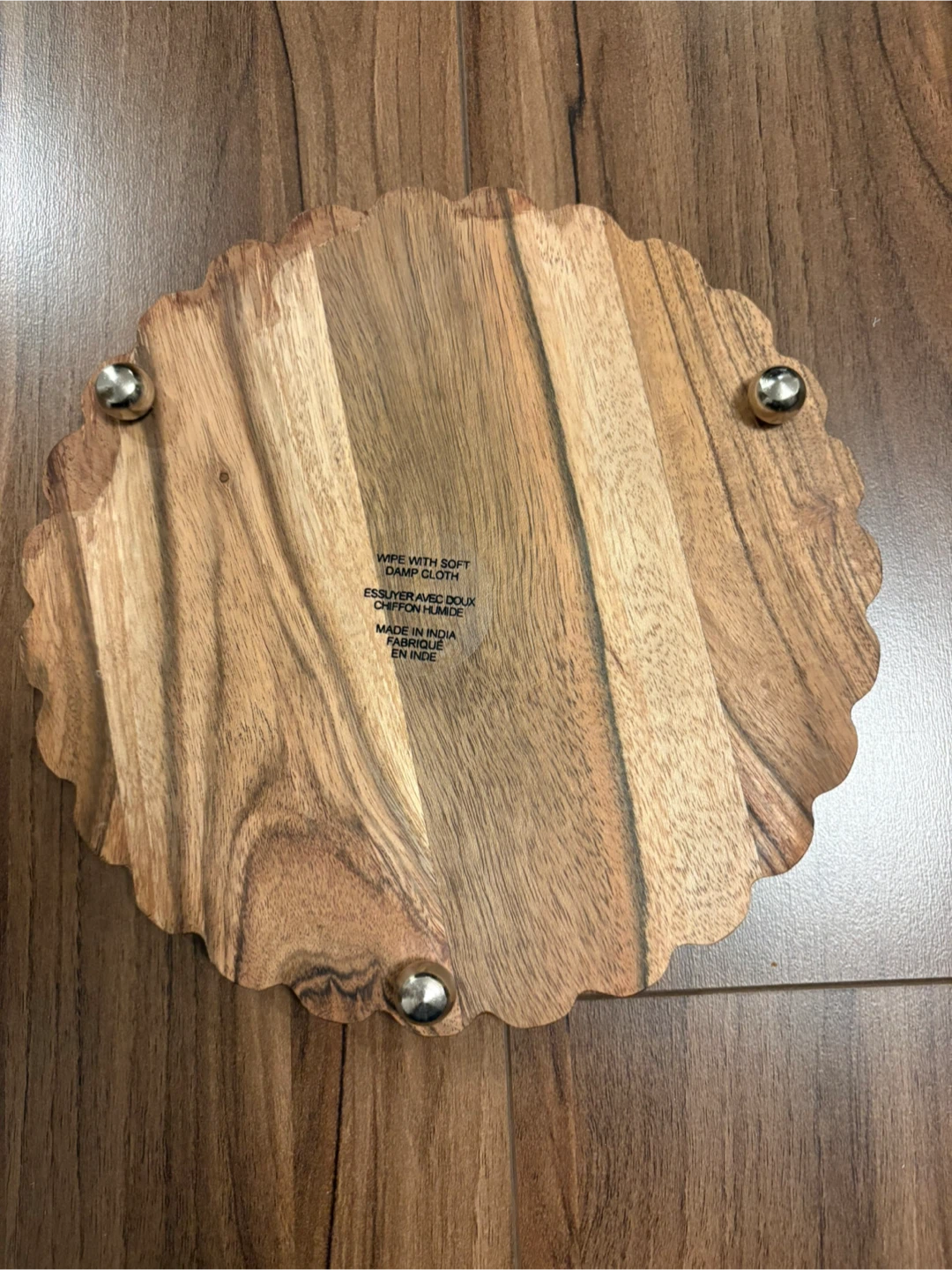 Acacia Wood Serving Plate with Glass Dome - photo 2