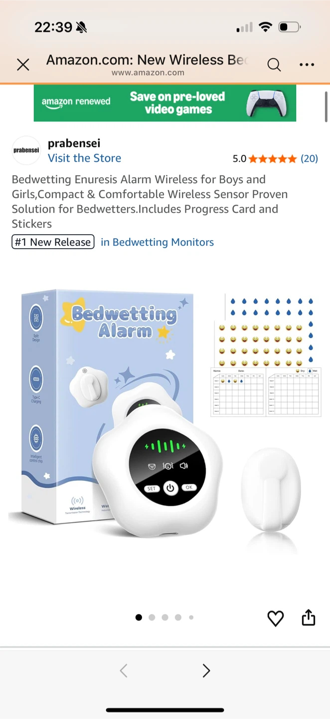 Brand new Bedwetting Enuresis Alarm Wireless for Boys and Girls