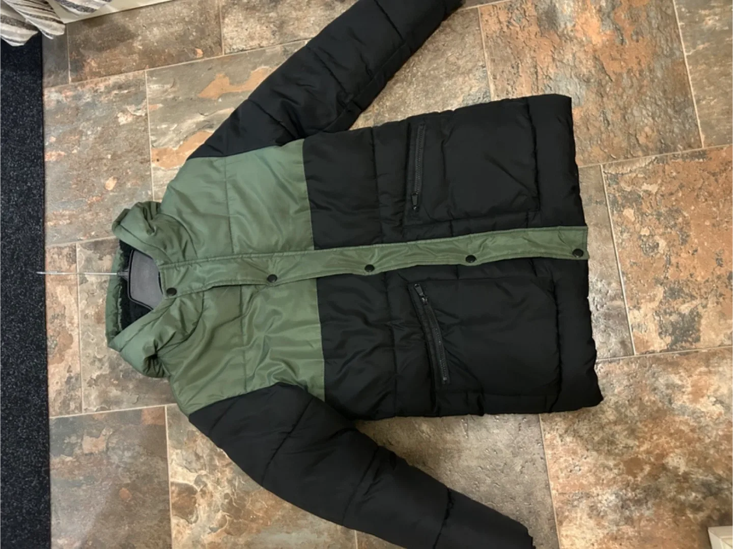Puffer Jacket - Black and Green