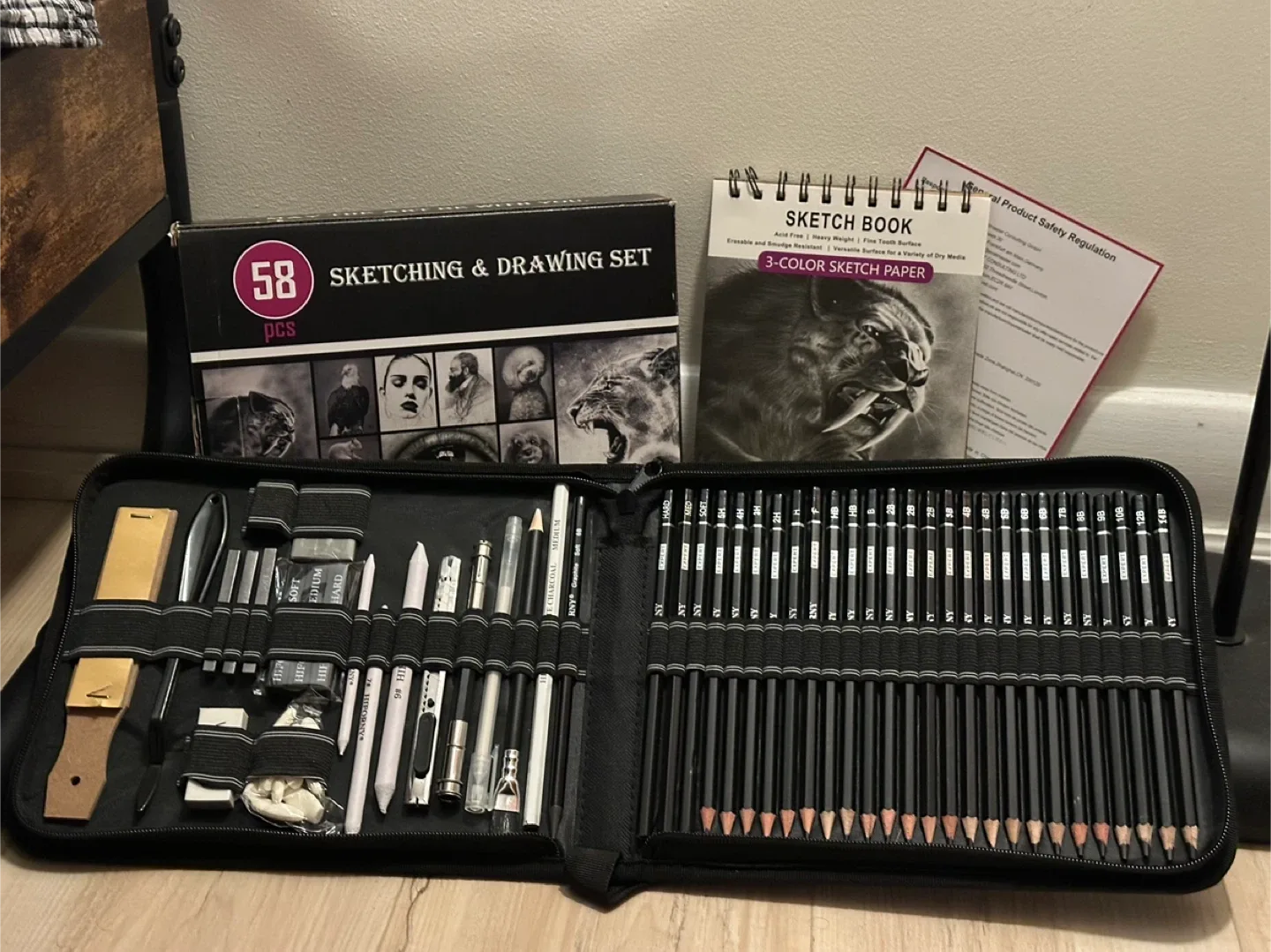 58-Piece Sketching & Drawing Set with Sketchbook