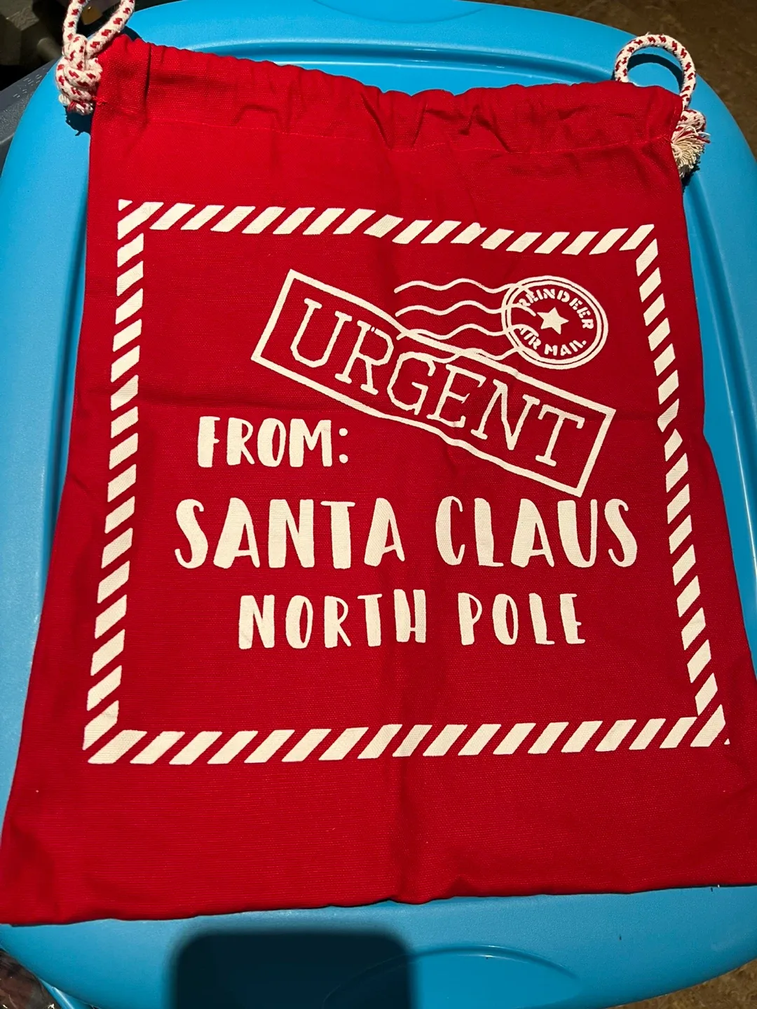 Santa Claus North Pole Red Bag