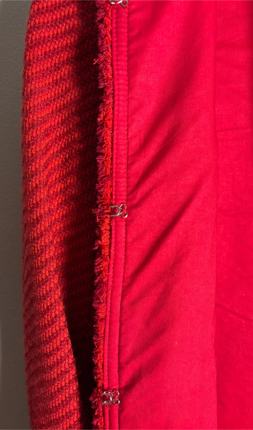 Maje Red Fringed Cropped Tweed Jacket - Grab It Today! image indicator(5)