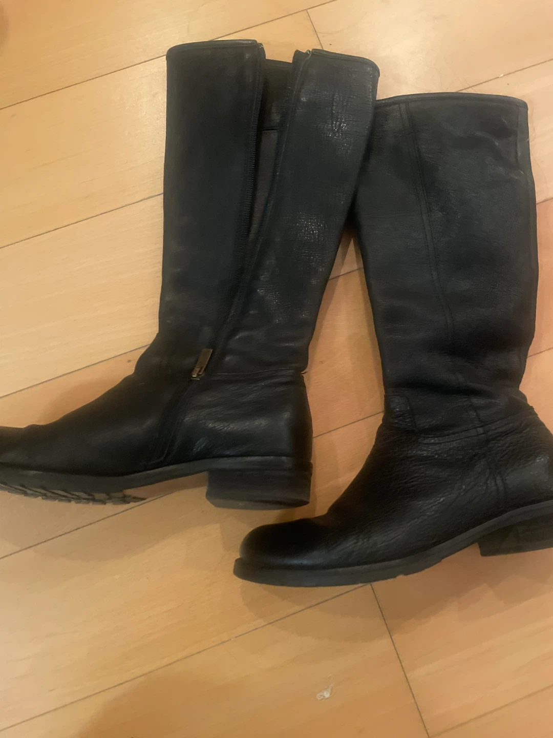 Black Leather Boots - Size 37.5