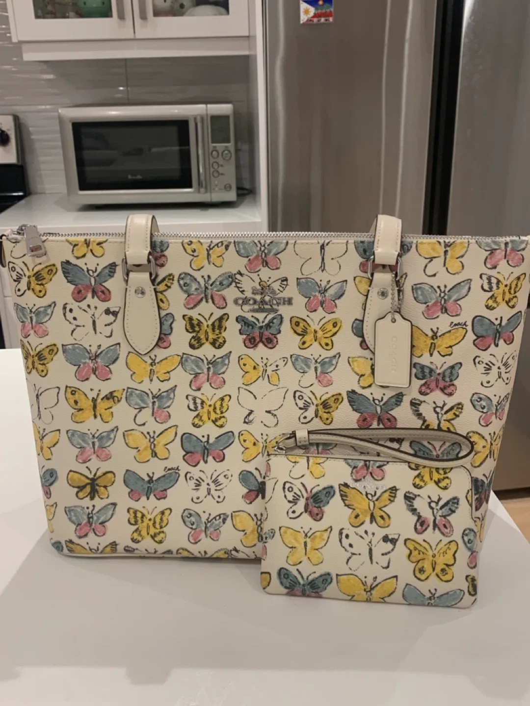 🦋 Coach Butterfly Print Gallery Tote Bag & Wristlet Set 🦋