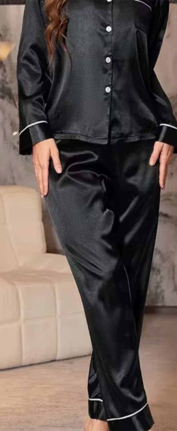 Black Satin Pajama Set image indicator(3)