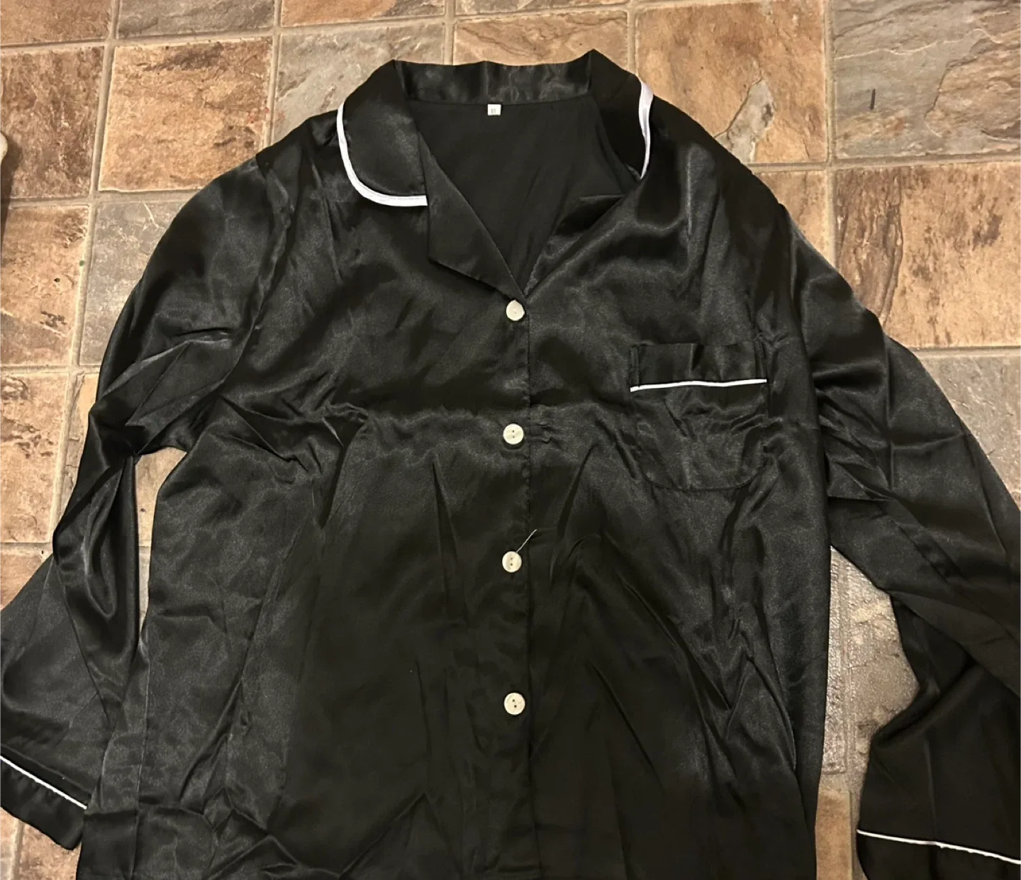 Black Satin Pajama Set