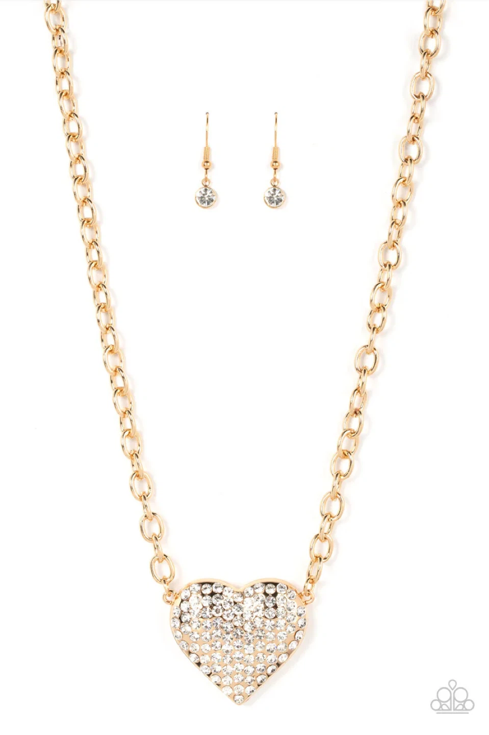 Paparazzi Gold Heart Necklace & Earrings Set