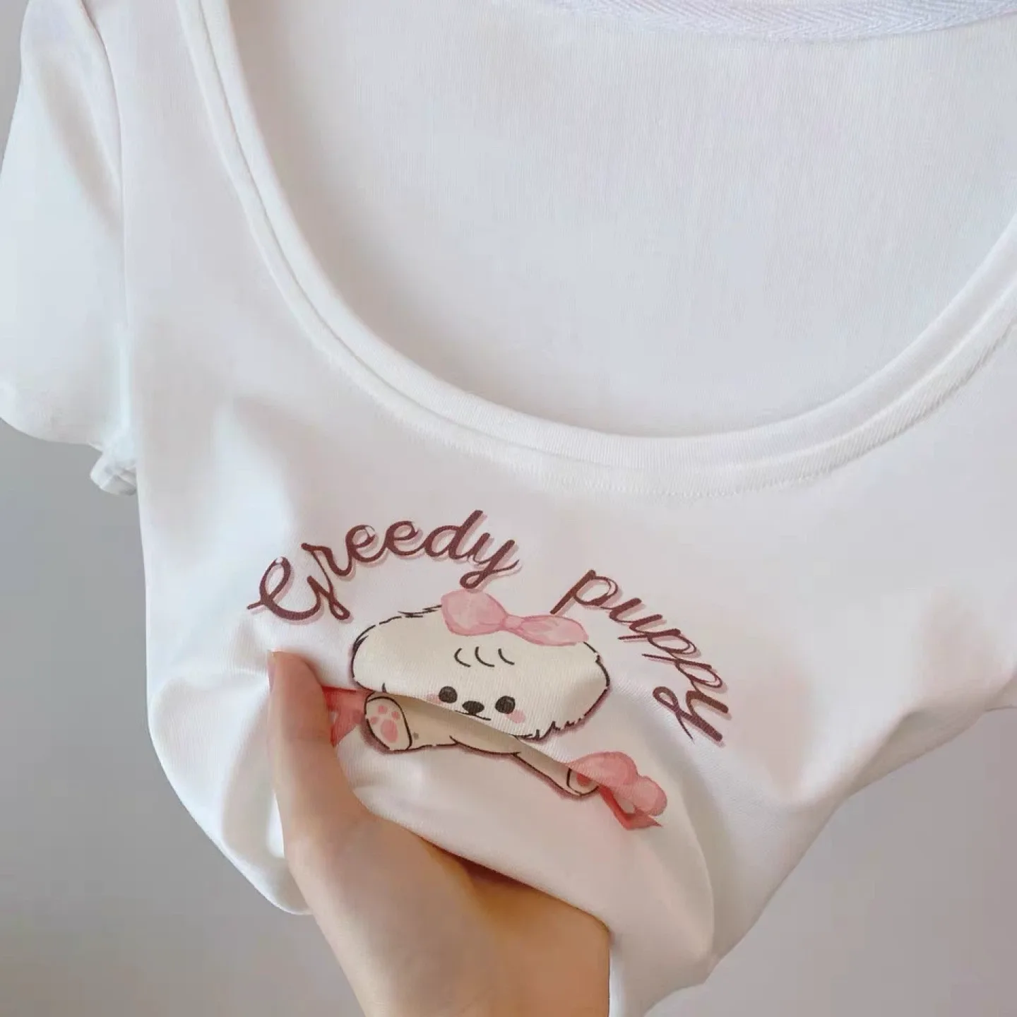 New Greedy Puppy White Crop Top Size XS image indicator(2)