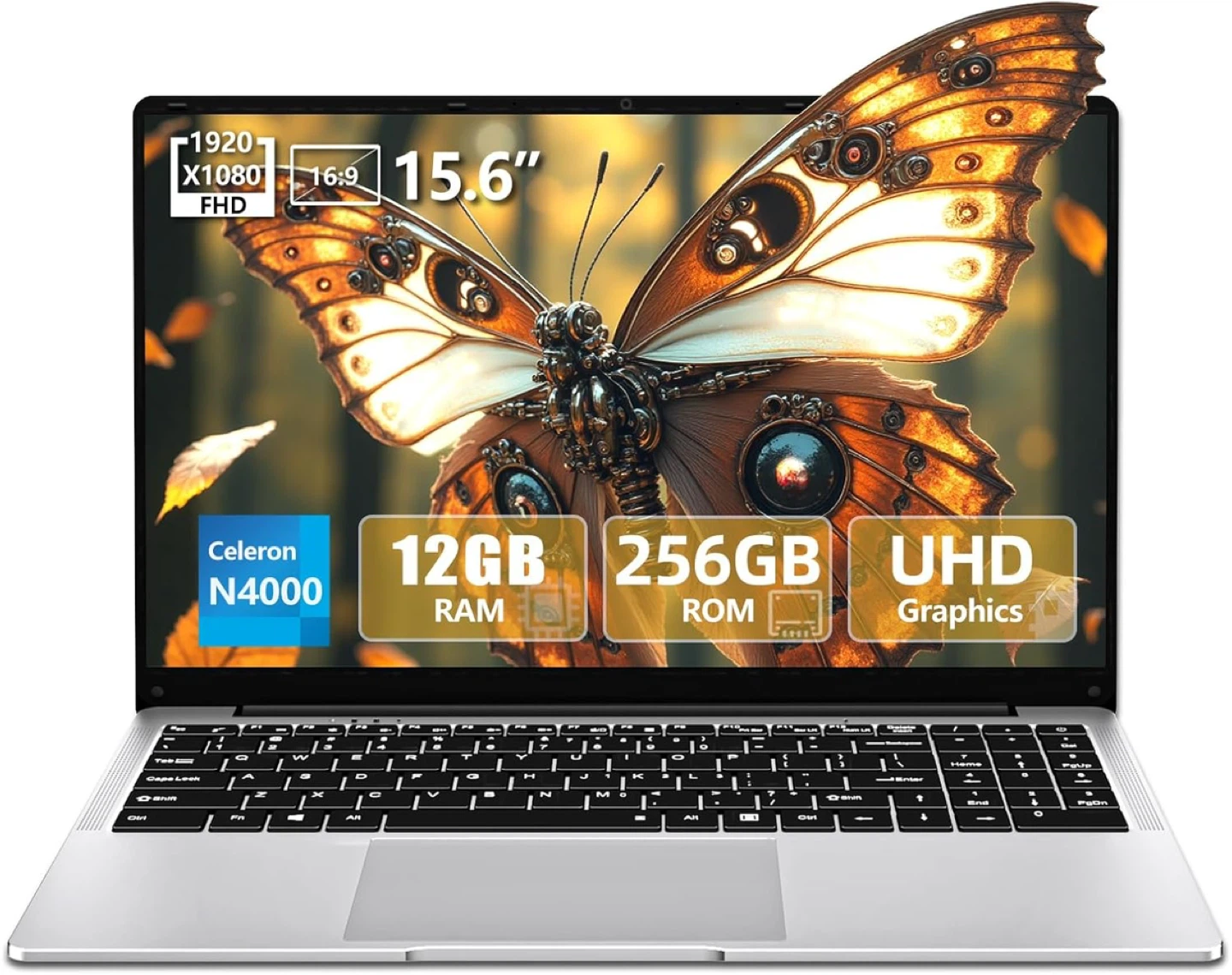15.6" Laptop, Celeron N4000, 12GB RAM, 256GB ROM