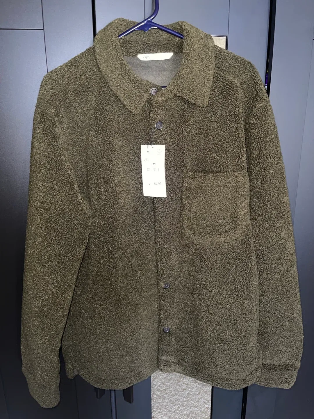 Zara Olive Green Sherpa Jacket