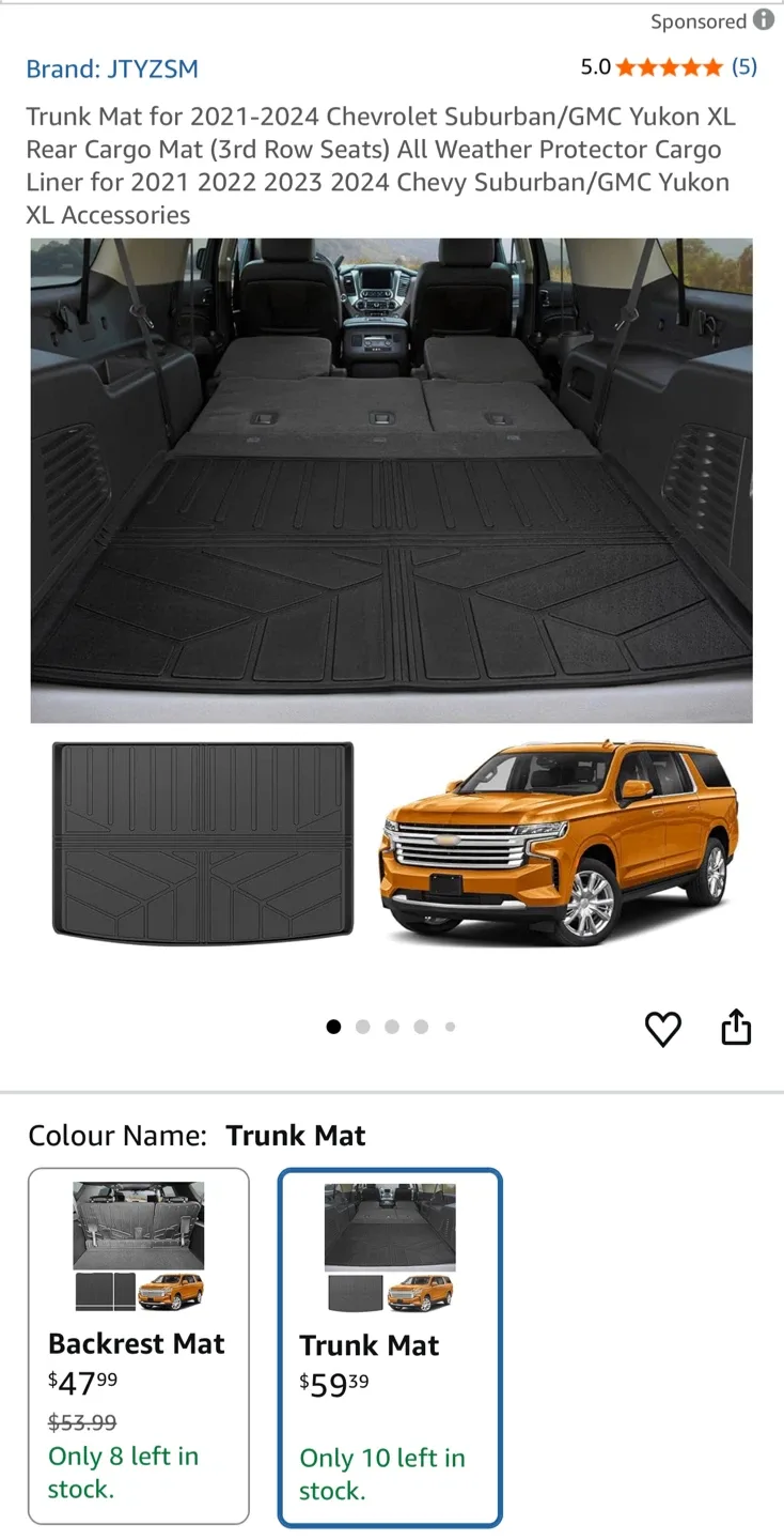 Rear Cargo Mat Suburban / Yukon XL image indicator(2)