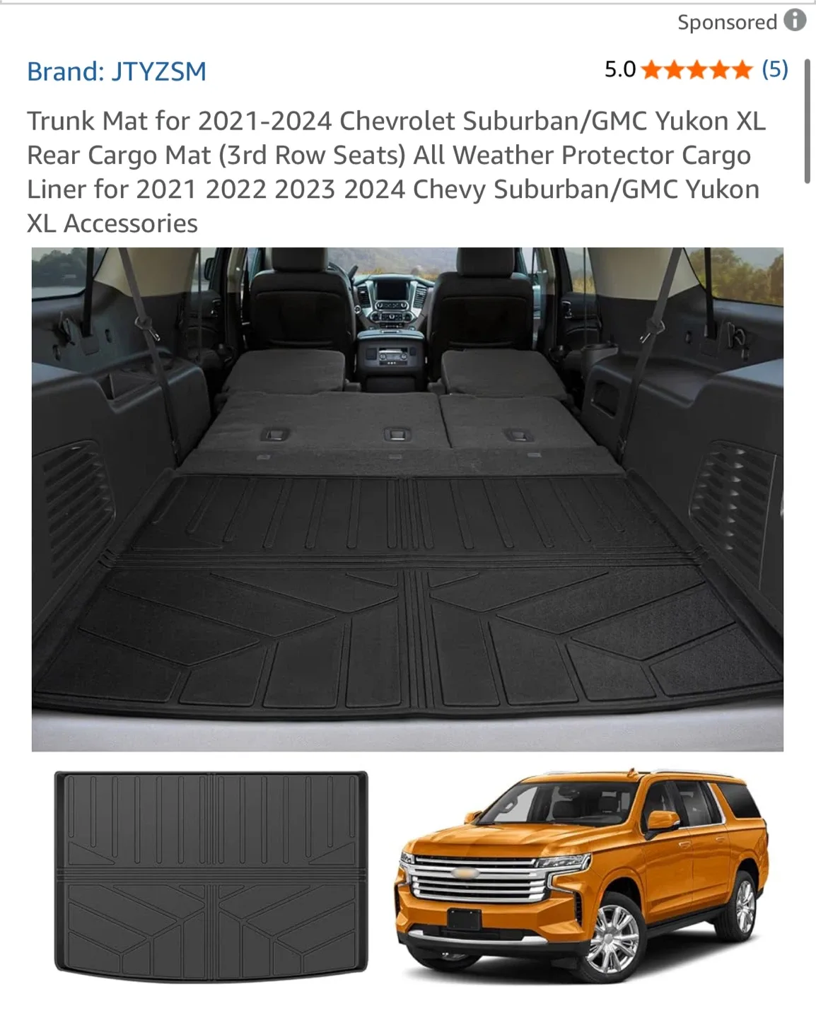 Rear Cargo Mat Suburban / Yukon XL