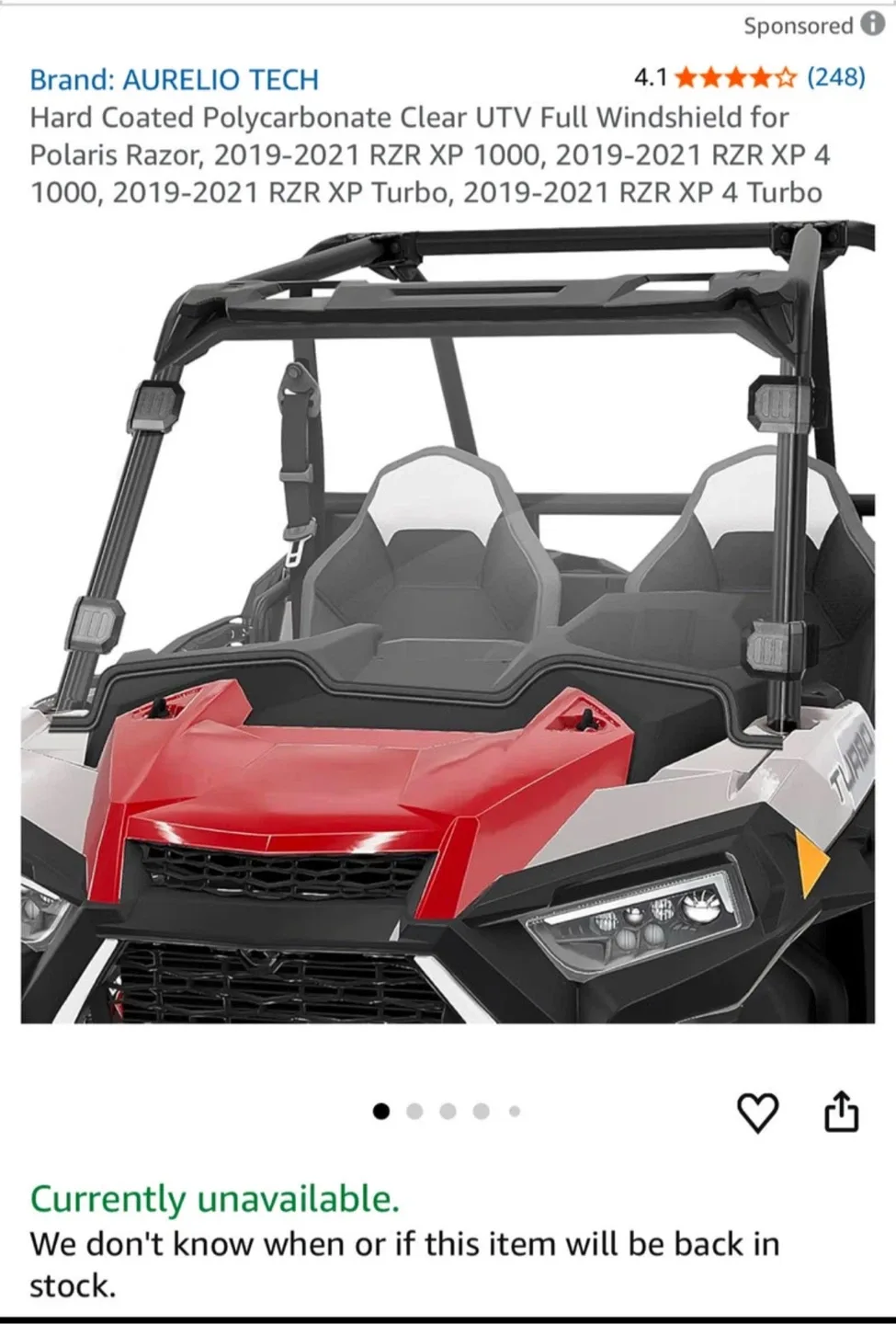 POLARIS UTV CLEAR Full Windshield