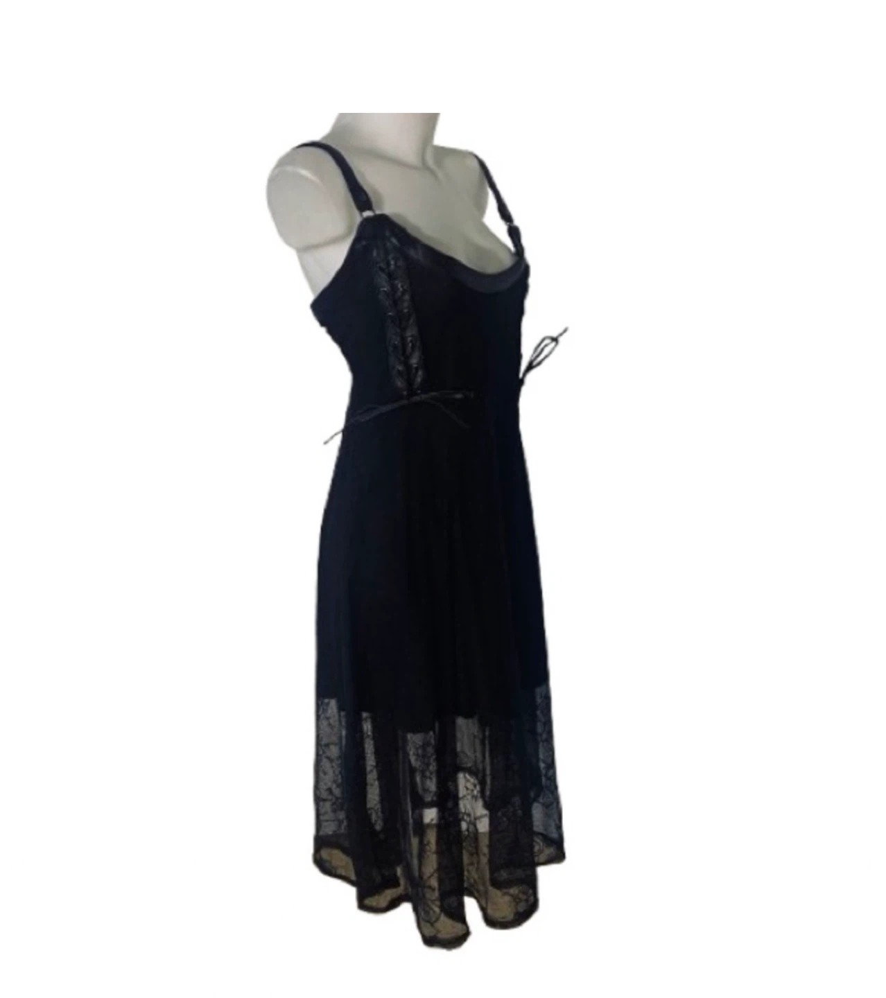Killstar Anne Arkist Black Skull Lace Midi Goth Sleeveless Dress - photo 4