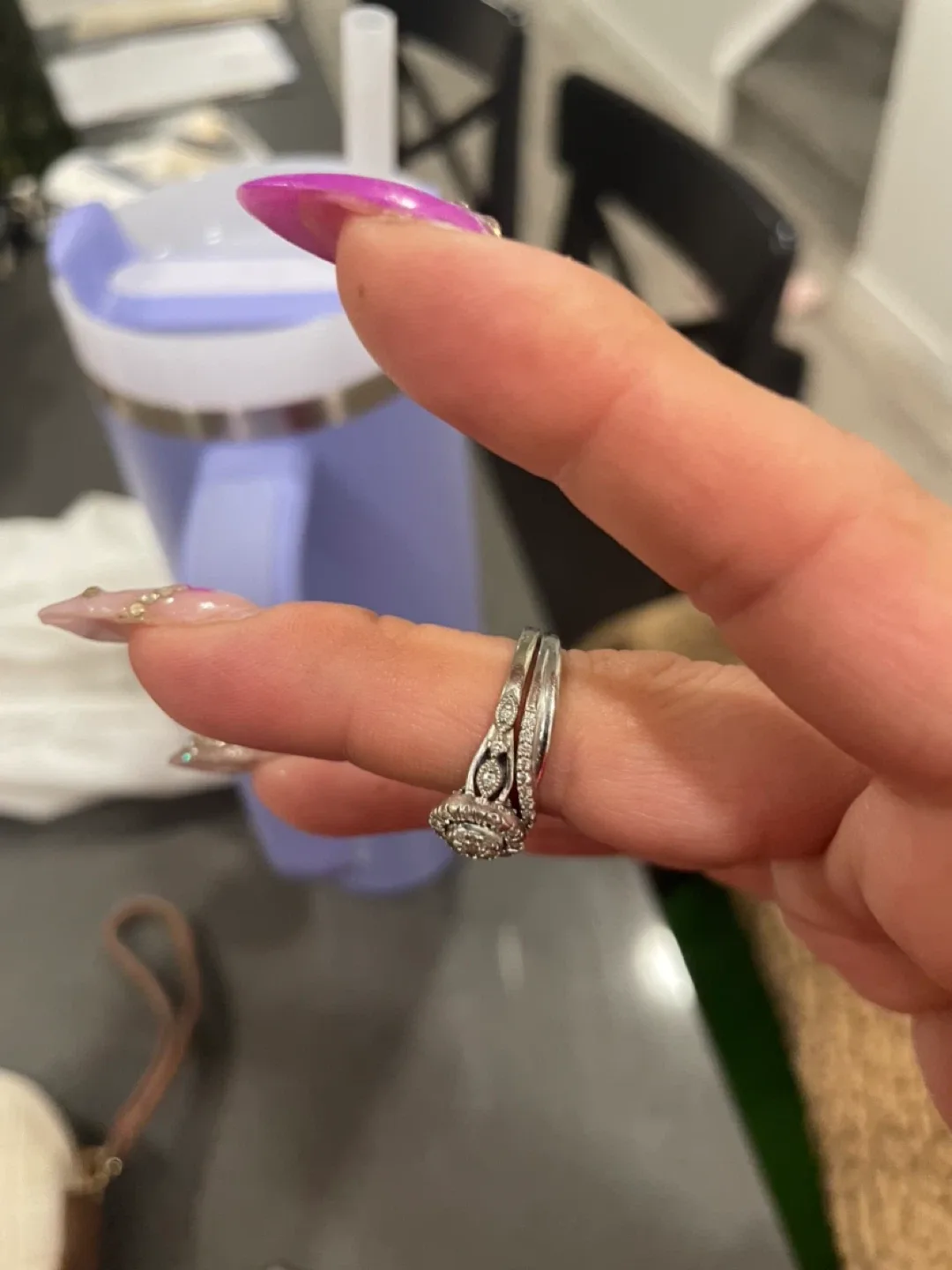 White Gold Diamond Ring Set image indicator(3)