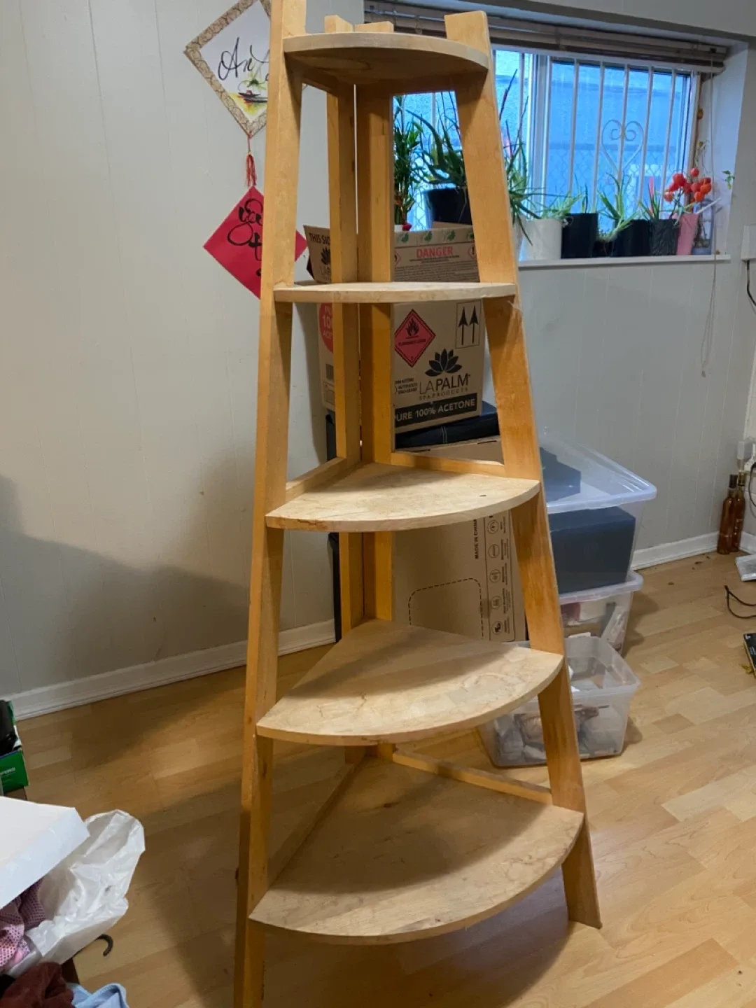 Wooden Corner Shelf - 5 Tier