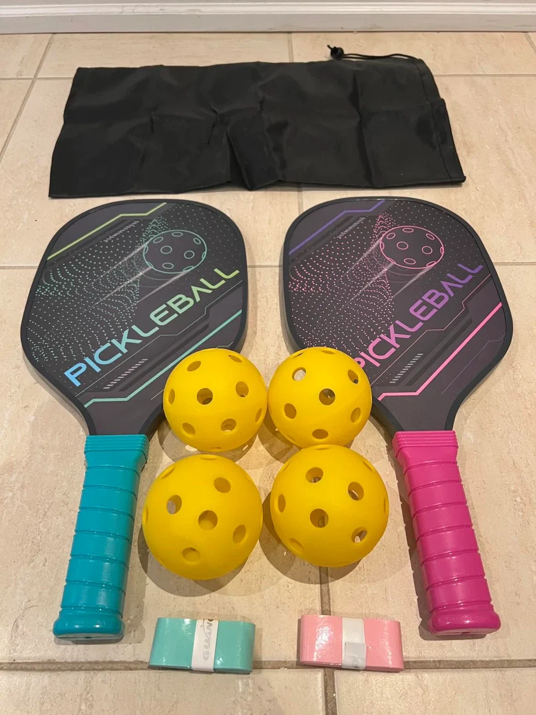 Pickleball Paddle Set w/ Balls & Bag