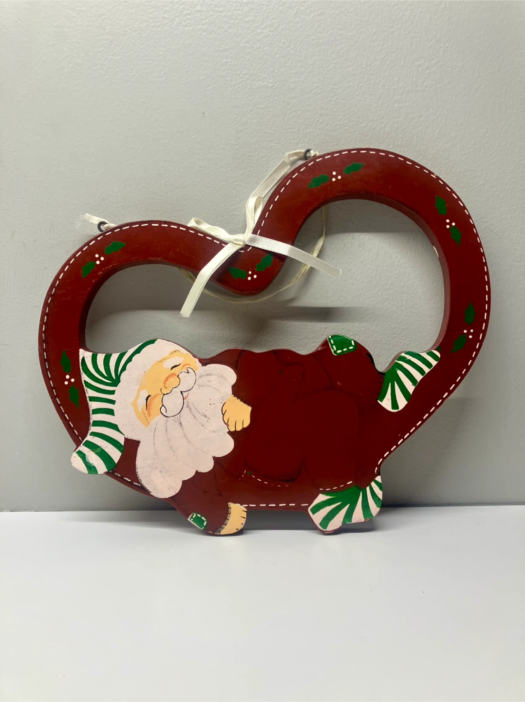 Vintage Sleeping Santa Hanging Plaque - 11” x 9”