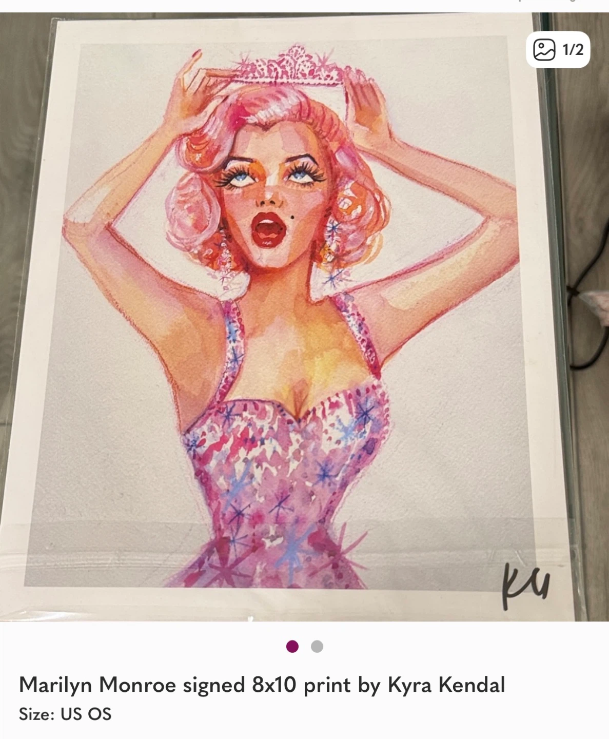 Marilyn Monroe signed 8x10 print by Kyra Kendal