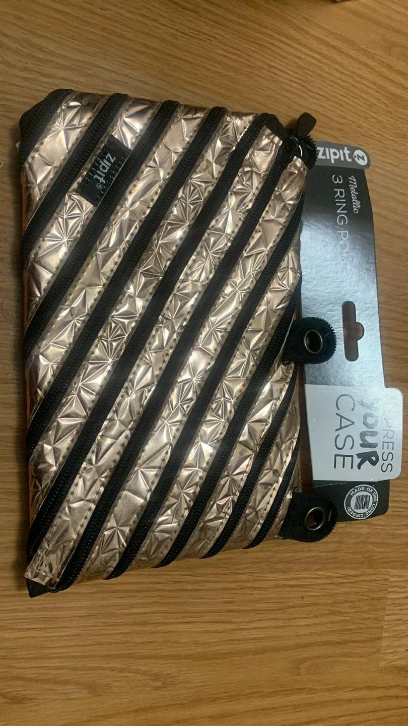New Zipit Metallic 3 Ring Pencil Pouch