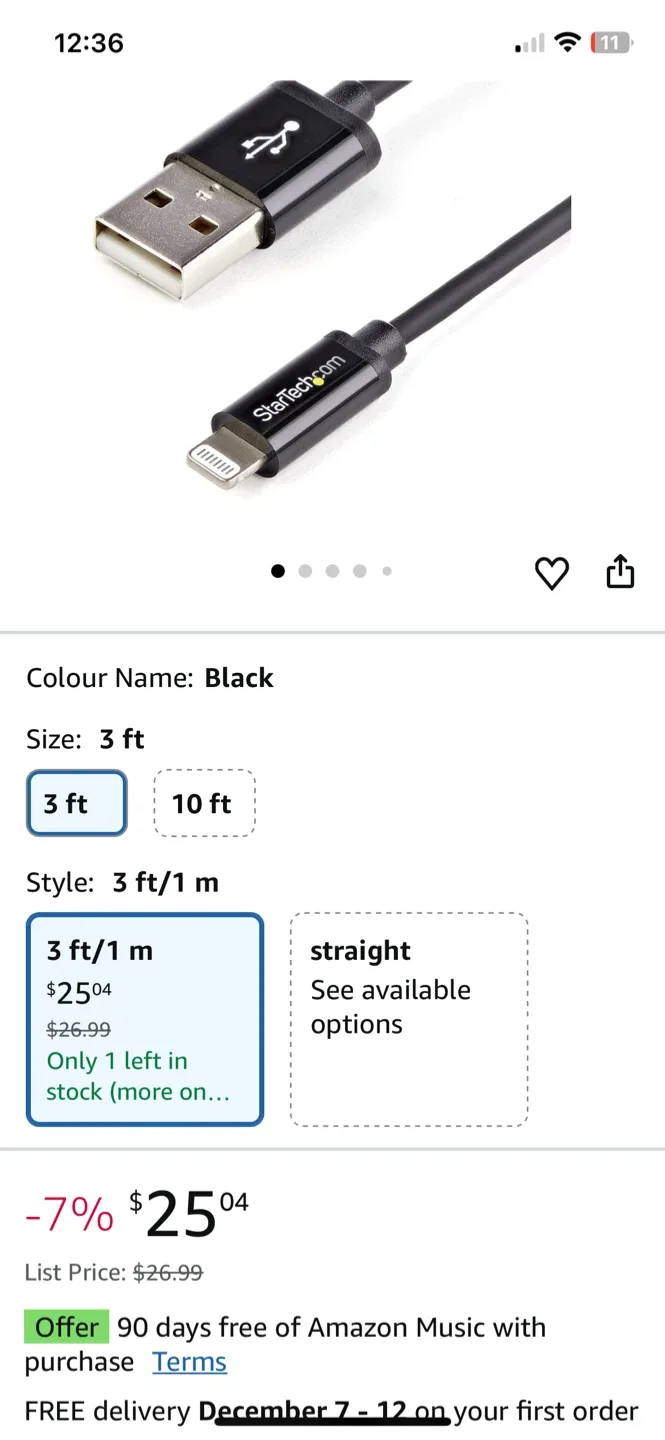 New Blackweb Audio/AUX Jack Cable - Lightning, 3ft image indicator(3)