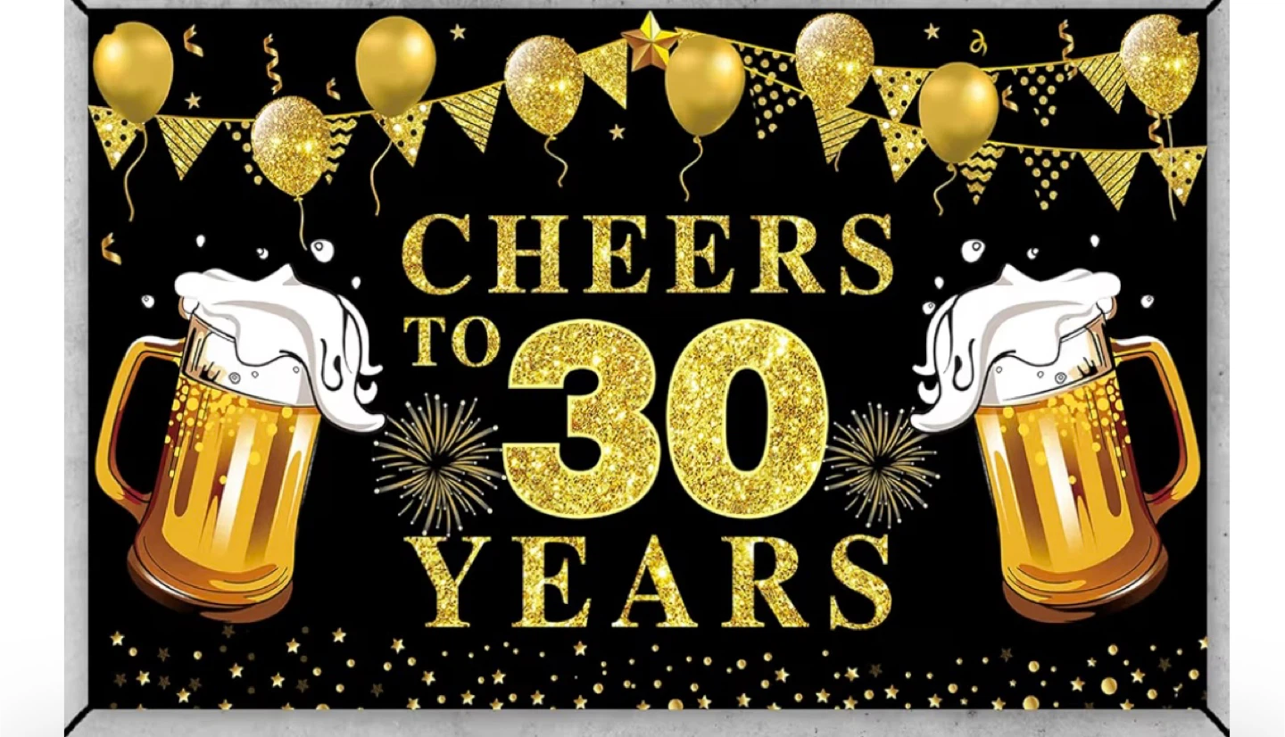 Cheers to 30 Years Backdrop - 72.8 x 42 inch