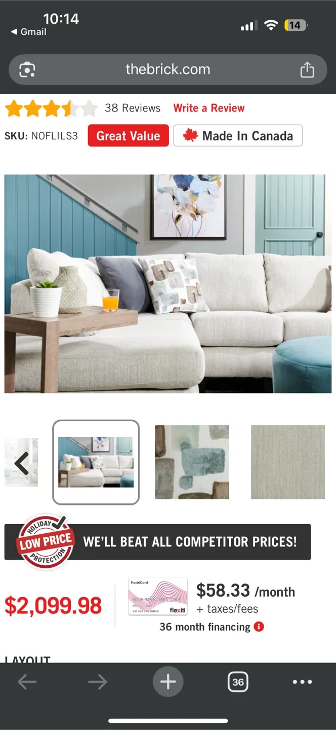 Nofia 3-Piece Sectional - Linen Beige image indicator(2)