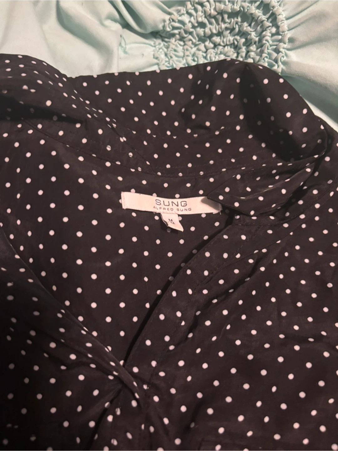 Alfred Sung Black Polka Dot Blouse - Medium - photo 2