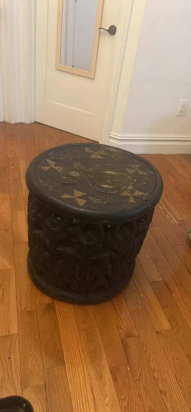 Decorative Carved Wooden Stool from Cameroon