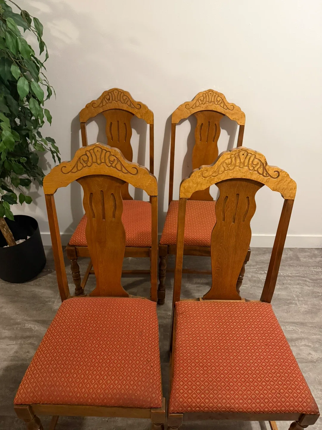 Set of 4 Vintage Wooden Dining Chairs