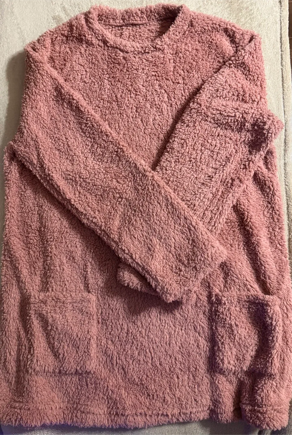 Fuzzy Pullover Sweater - Rose/Mauve