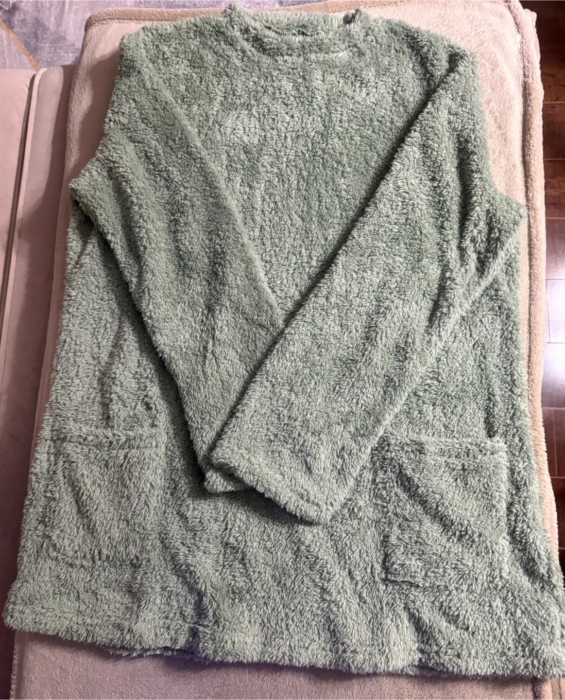 Fuzzy Sage Green Sweater Dress