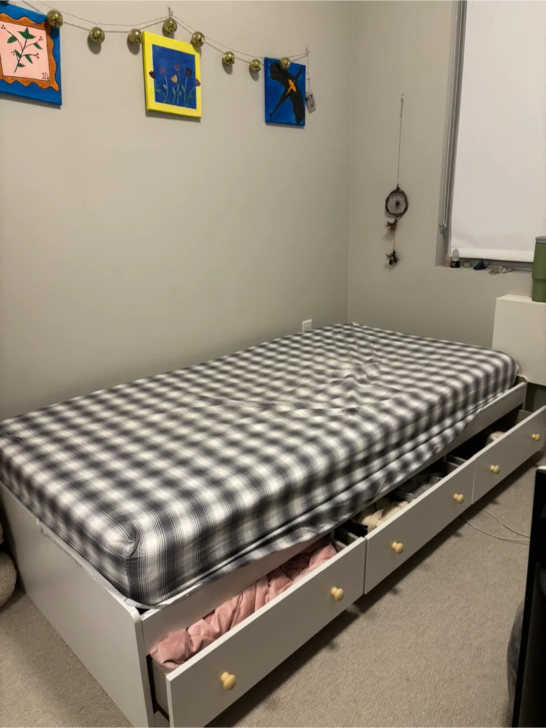 Twin White Single Bed Frame with Drawers + Mattress image indicator(2)