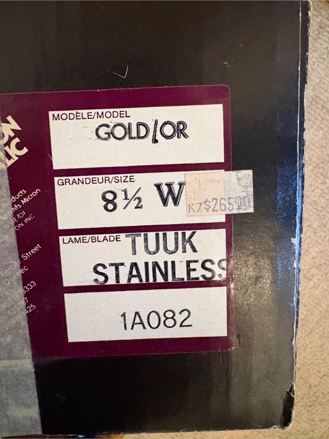 Micron Medalic Gold Ice Hockey Skates - Size 8.5W - photo 4