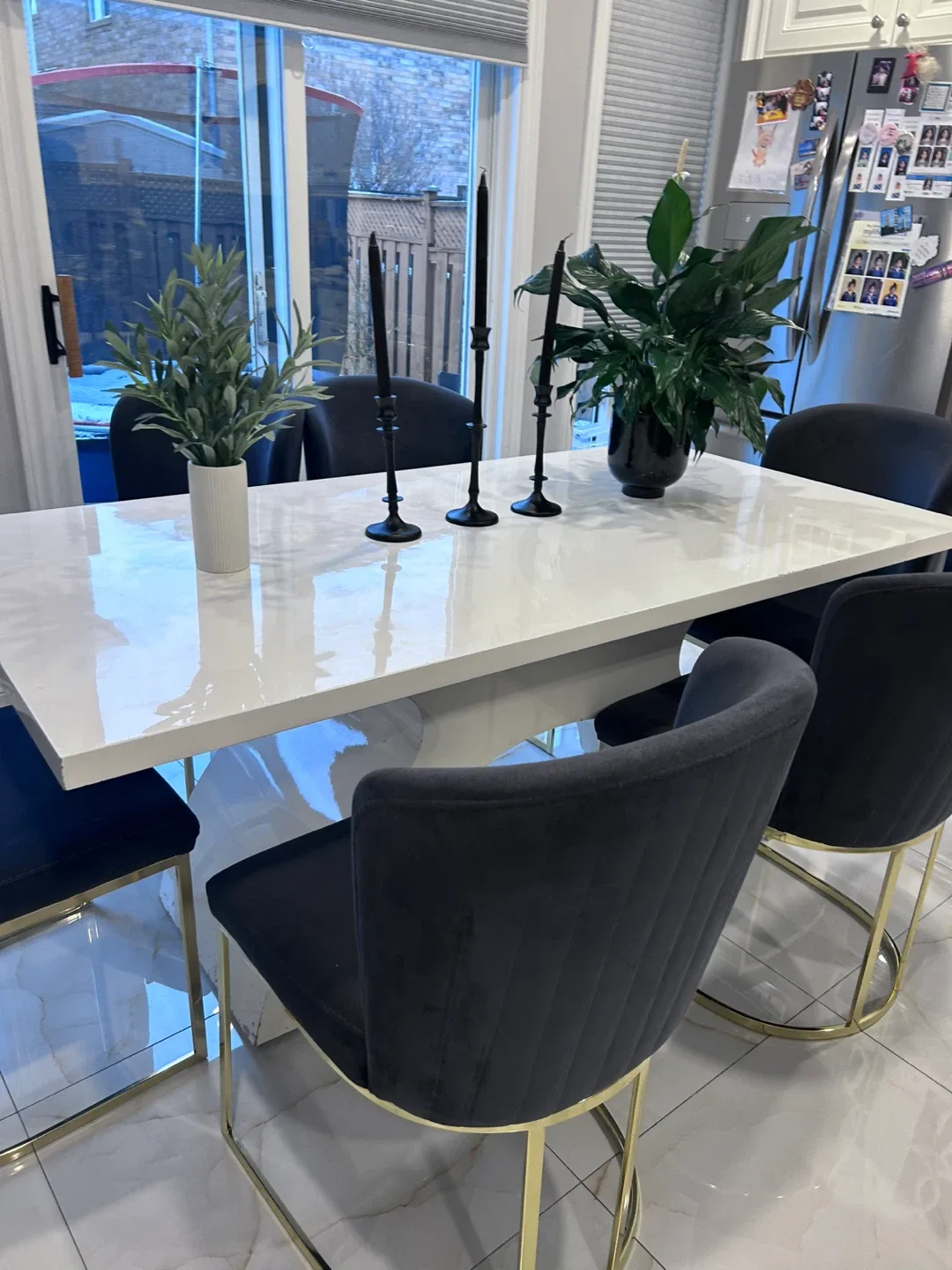 White dinner table with chairs image indicator(2)